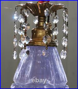 Vintage lavender Amethyst Lady cupcake glass crystal Brass SWAG lamp chandelier