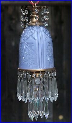 Vintage lavender Lady cupcake glass crystal Brass SWAG lamp chandelier