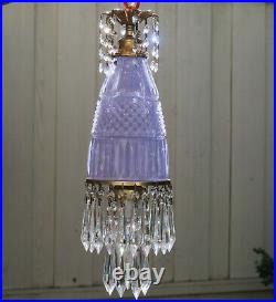 Vintage lavender Lady cupcake glass crystal Brass SWAG lamp chandelier purple