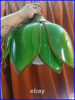 Vintage lotus swag lamp. Mid century plastic slag panel lighting