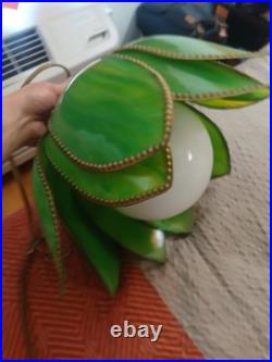 Vintage lotus swag lamp. Mid century plastic slag panel lighting