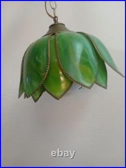 Vintage lotus swag lamp. Mid century plastic slag panel lighting
