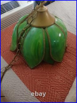Vintage lotus swag lamp. Mid century plastic slag panel lighting