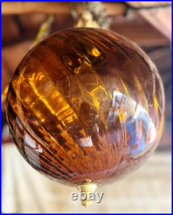 Vintage mid Century glass globe swag pendent hanging light