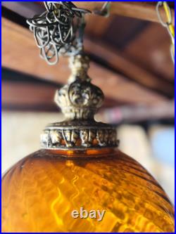 Vintage mid Century glass globe swag pendent hanging light