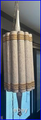 Vintage mid century hanging fluted swag lamp plug in light fluted