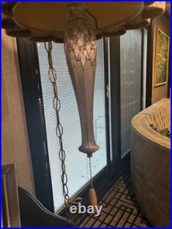 Vintage mid century hanging fluted swag lamp plug in light fluted
