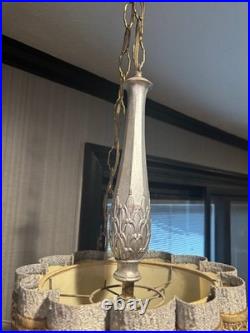 Vintage mid century hanging fluted swag lamp plug in light fluted