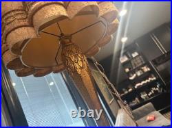 Vintage mid century hanging swag lamp plug in light fluted