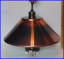 Vintage mid century modern copper tone hanging ceiling lamp light fixture