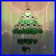 Vintage multi Tier Capiz Chandelier Mid Century Modern mcm antique green white