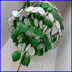 Vintage multi Tier Capiz Chandelier Mid Century Modern mcm antique green white