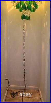 Vintage multi Tier Capiz Chandelier Mid Century Modern mcm antique green white