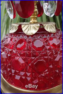 Vintage ruby lady cupcake glass crystal Brass hanging SWAG lamp chandelier