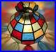 Vintage stained glass hanging lamp. Classic 1970's. Colorful! Textured slag glas