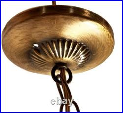 Vintage stained glass hanging lamp. Classic 1970's. Colorful! Textured slag glas