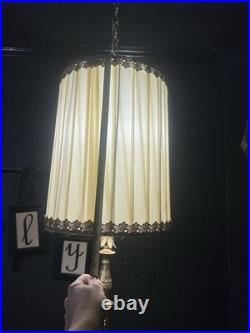Vintage swag hanging lamp plug in