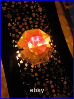 Vintage swag lamp amber glass JEWELED candle large RETRO MID CENTURY