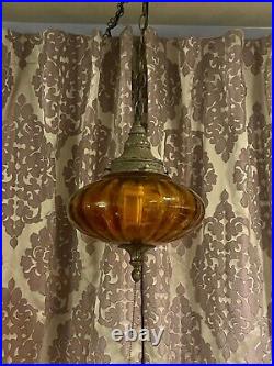 Vintage swag lamp- gold glass, MCM