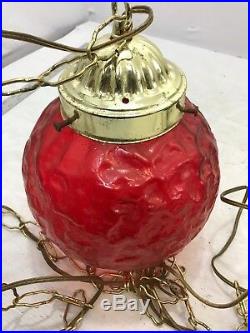 Vintage wag Bubble Glass Ceiling Light Lamp Hanging Red Globe