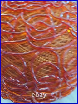 Vntg MCM ORANGE Spaghetti Spun String Lucite Hanging Swag Lamp 1960's 70s Mod