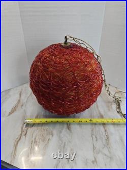 Vntg MCM ORANGE Spaghetti Spun String Lucite Hanging Swag Lamp 1960's 70s Mod