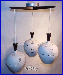 Vtg 1950's Ceramic Mid Century Modern Pendant Light Fixture Hanging Ceiling Lamp