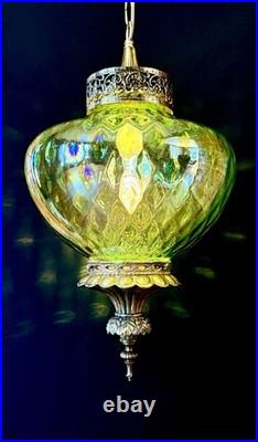 Vtg 1960's-1970's Falkenstein Green Carnival Coin Spot Hanging Swag Light/Lamp