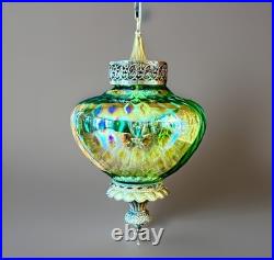 Vtg 1960's-1970's Falkenstein Green Carnival Coin Spot Hanging Swag Light/Lamp