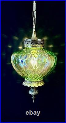 Vtg 1960's-1970's Falkenstein Green Carnival Coin Spot Hanging Swag Light/Lamp
