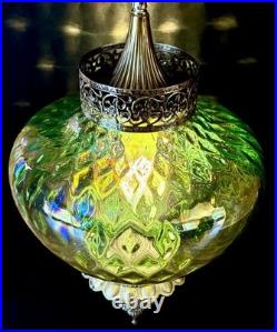 Vtg 1960's-1970's Falkenstein Green Carnival Coin Spot Hanging Swag Light/Lamp