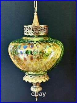 Vtg 1960's-1970's Falkenstein Green Carnival Coin Spot Hanging Swag Light/Lamp