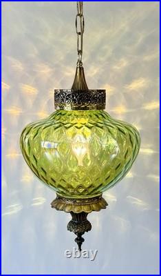 Vtg 1960's-1970's Falkenstein Green Carnival Coin Spot Hanging Swag Light/Lamp