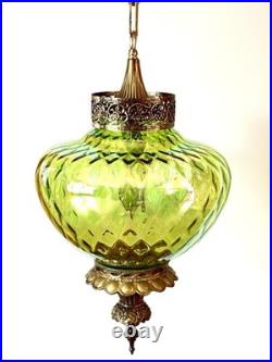 Vtg 1960's-1970's Falkenstein Green Carnival Coin Spot Hanging Swag Light/Lamp