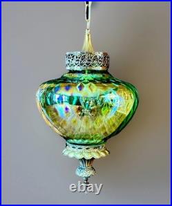 Vtg 1960's-1970's Falkenstein Green Carnival Coin Spot Hanging Swag Light/Lamp