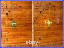 Vtg 1960's-1970's Falkenstein Green Carnival Coin Spot Hanging Swag Light/Lamp