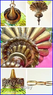 Vtg 1960's-1970's Falkenstein Green Carnival Coin Spot Hanging Swag Light/Lamp