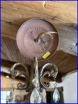 Vtg 1960's-70's MCM Hollywood Regency Pineapple Glass Hanging Swag Lamp/Light