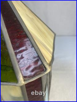 Vtg 1960's Stained Glass Swag Hanging Light Fixture Pendant Lantern 12 x 8.5