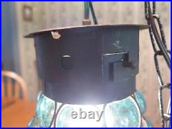 Vtg 1960s Blue Bubble Cluster Globe Hanging Swag Lamp Light Fixture Hand Blown