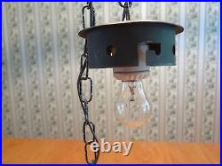 Vtg 1960s Blue Bubble Cluster Globe Hanging Swag Lamp Light Fixture Hand Blown