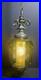Vtg 1960s Green Flash Glass Painted Decal Swag Lamp MCM Hanging Pendant Light