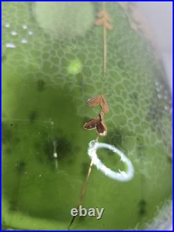 Vtg 1960s Green Flash Glass Painted Decal Swag Lamp MCM Hanging Pendant Light