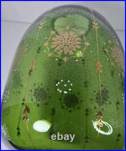 Vtg 1960s Green Flash Glass Painted Decal Swag Lamp MCM Hanging Pendant Light