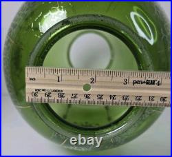 Vtg 1960s Green Flash Glass Painted Decal Swag Lamp MCM Hanging Pendant Light