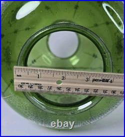 Vtg 1960s Green Flash Glass Painted Decal Swag Lamp MCM Hanging Pendant Light