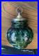 Vtg 1970-80's Carl Falkenstein Green Bubble Floral Glass Hanging Swag Light Lamp