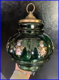 Vtg 1970-80's Carl Falkenstein Green Bubble Floral Glass Hanging Swag Light Lamp Vtg 1970-80's Carl Falkenstein Green Bubble Floral Glass Hanging Swag Light Lamp
