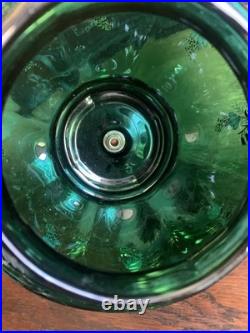 Vtg 1970-80's Carl Falkenstein Green Bubble Floral Glass Hanging Swag Light Lamp