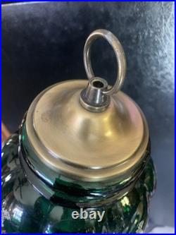 Vtg 1970-80's Carl Falkenstein Green Bubble Floral Glass Hanging Swag Light Lamp